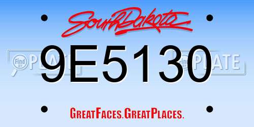 9E5130 South Dakota License Plate
