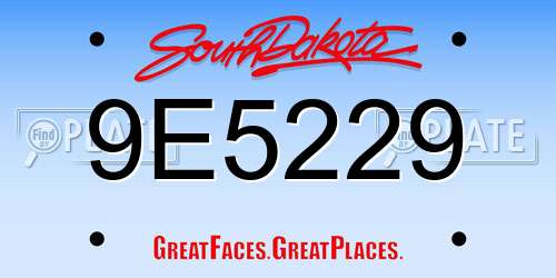 9E5229 South Dakota License Plate