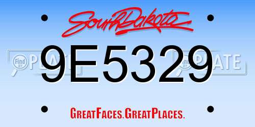 9E5329 South Dakota License Plate