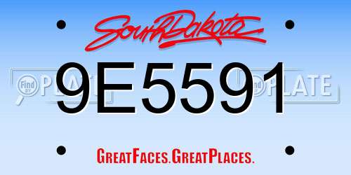 9E5591 South Dakota License Plate