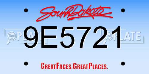9E5721 South Dakota License Plate