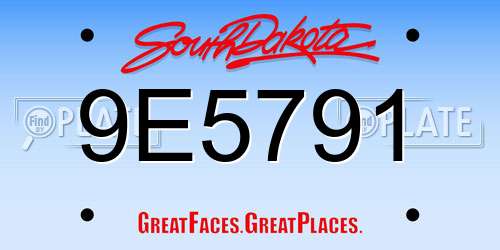 9E5791 South Dakota License Plate