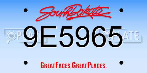 9E5965 South Dakota License Plate