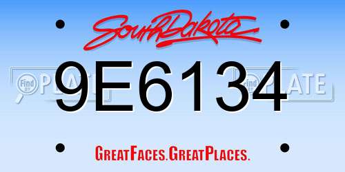 9E6134 South Dakota License Plate