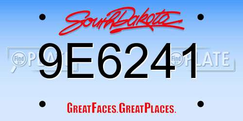 9E6241 South Dakota License Plate