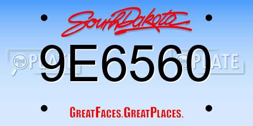 9E6560 South Dakota License Plate