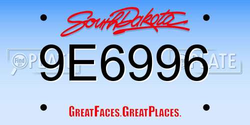 9E6996 South Dakota License Plate