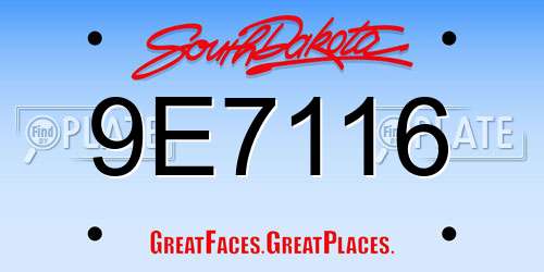 9E7116 South Dakota License Plate