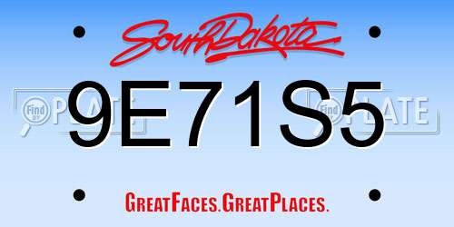 9E71S5 South Dakota License Plate