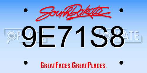 9E71S8 South Dakota License Plate