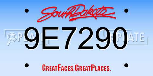 9E7290 South Dakota License Plate