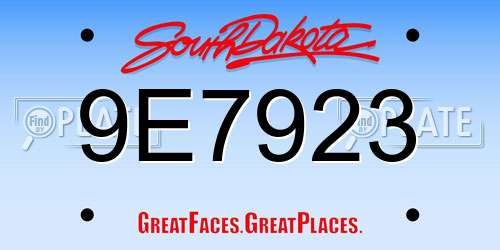 9E7923 South Dakota License Plate