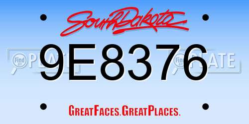 9E8376 South Dakota License Plate