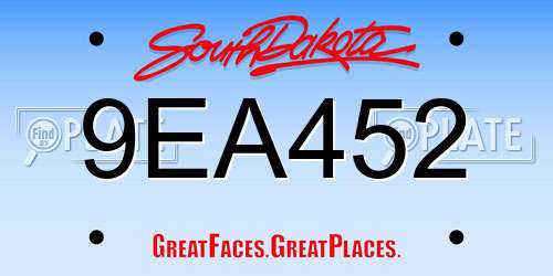 9EA452 South Dakota License Plate