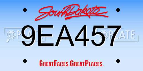 9EA457 South Dakota License Plate