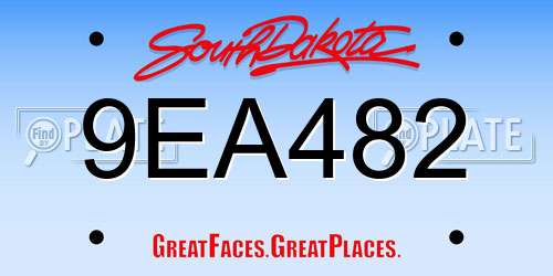 9EA482 South Dakota License Plate