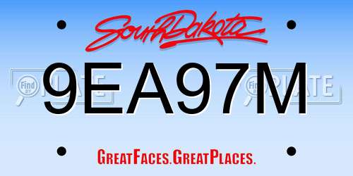 9EA97M South Dakota License Plate