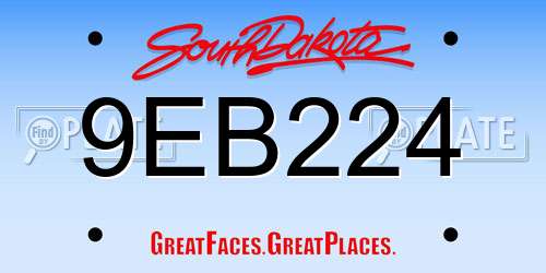 9EB224 South Dakota License Plate
