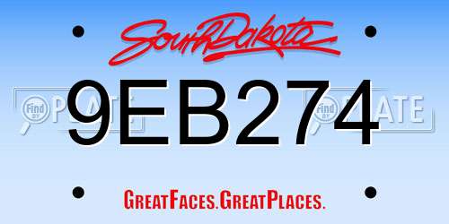 9EB274 South Dakota License Plate