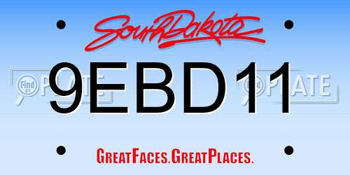 9EBD11 South Dakota License Plate