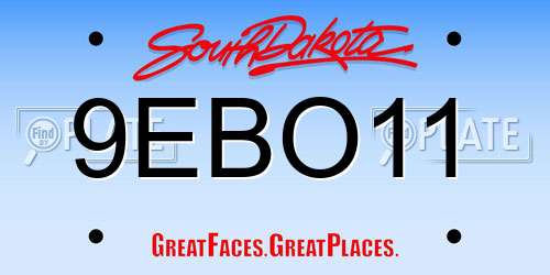 9EBO11 South Dakota License Plate