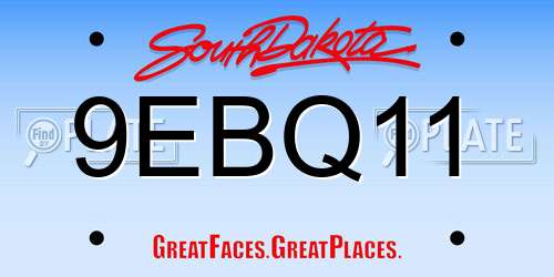 9EBQ11 South Dakota License Plate