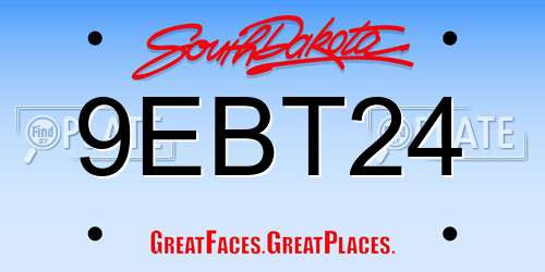 9EBT24 South Dakota License Plate
