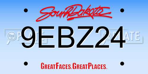 9EBZ24 South Dakota License Plate