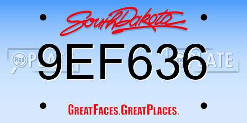9EF636 South Dakota License Plate