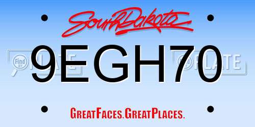 9EGH70 South Dakota License Plate