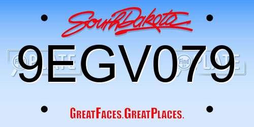 9EGV079 South Dakota License Plate