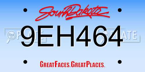 9EH464 South Dakota License Plate