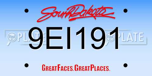 9EI191 South Dakota License Plate