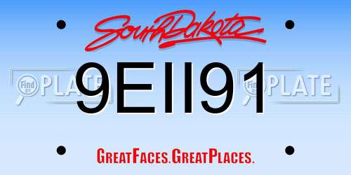 9EII91 South Dakota License Plate