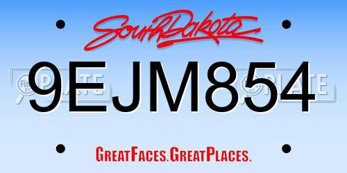 9EJM854 South Dakota License Plate