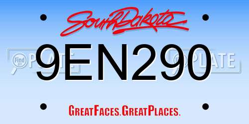 9EN290 South Dakota License Plate