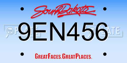 9EN456 South Dakota License Plate