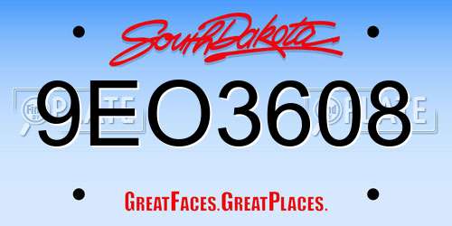 9EO3608 South Dakota License Plate