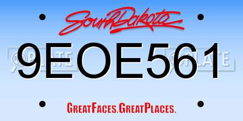 9EOE561 South Dakota License Plate