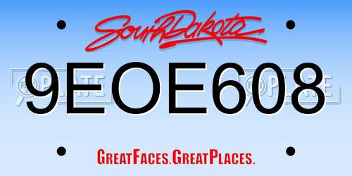 9EOE608 South Dakota License Plate