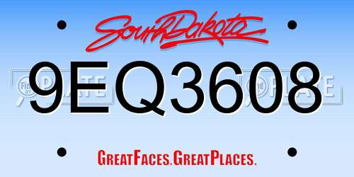 9EQ3608 South Dakota License Plate