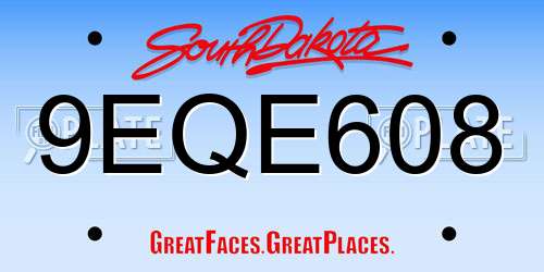 9EQE608 South Dakota License Plate