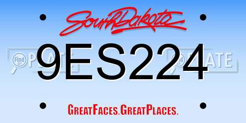 9ES224 South Dakota License Plate