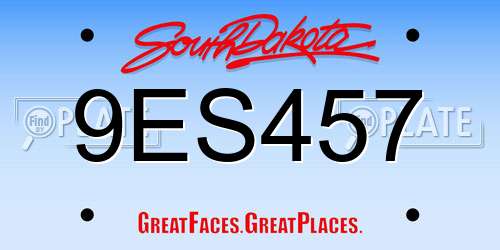 9ES457 South Dakota License Plate