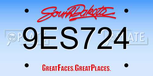 9ES724 South Dakota License Plate