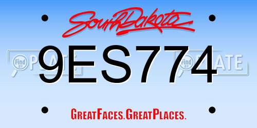 9ES774 South Dakota License Plate