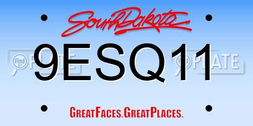 9ESQ11 South Dakota License Plate