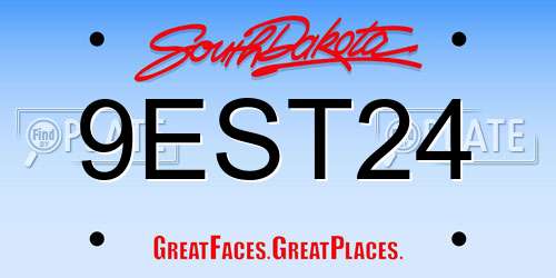 9EST24 South Dakota License Plate