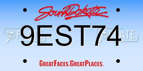 9EST74 South Dakota License Plate