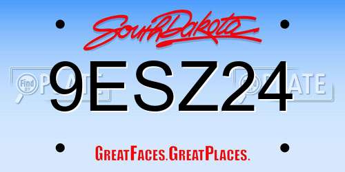 9ESZ24 South Dakota License Plate